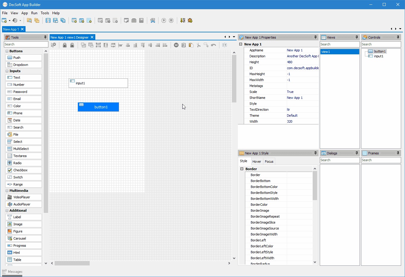 DecSoft App Builder - Help - IDE controls inspector